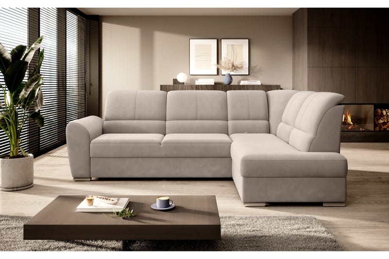 Sajmon Bäddsoffa m. Schäslong 3-sits - Beige - Möbler - Vardagsrum - Bäddsoffor