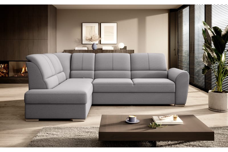 Sajmon Bäddsoffa m. Schäslong 3-sits - Grå - Möbler - Vardagsrum - Bäddsoffor