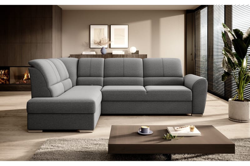 Sajmon Bäddsoffa m. Schäslong 3-sits - Grå - Möbler - Vardagsrum - Bäddsoffor