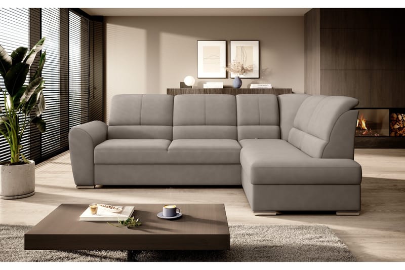 Sajmon Bäddsoffa m. Schäslong 3-sits - Grå - Möbler - Vardagsrum - Bäddsoffor