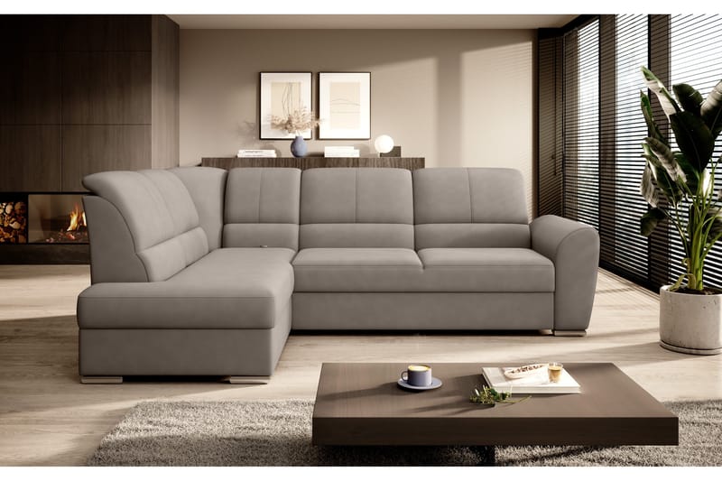 Sajmon Bäddsoffa m. Schäslong 3-sits - Grå - Möbler - Vardagsrum - Bäddsoffor