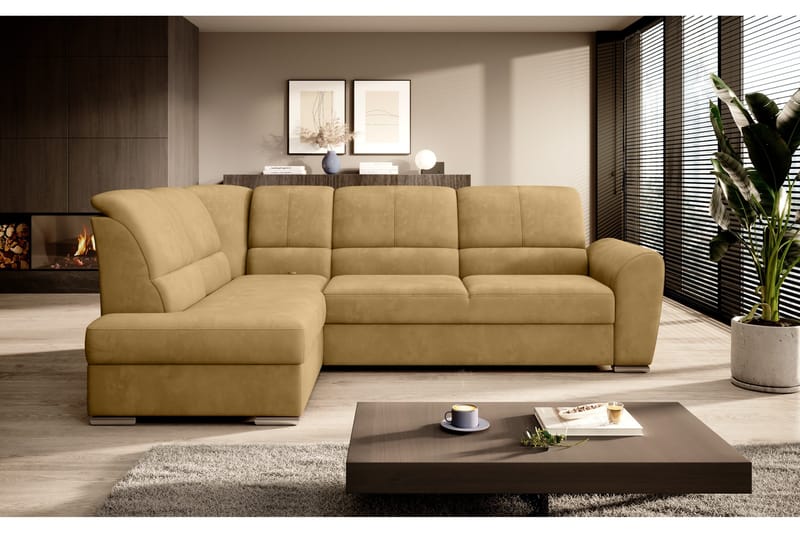 Sajmon Bäddsoffa m. Schäslong 3-sits - Gul - Möbler - Vardagsrum - Bäddsoffor