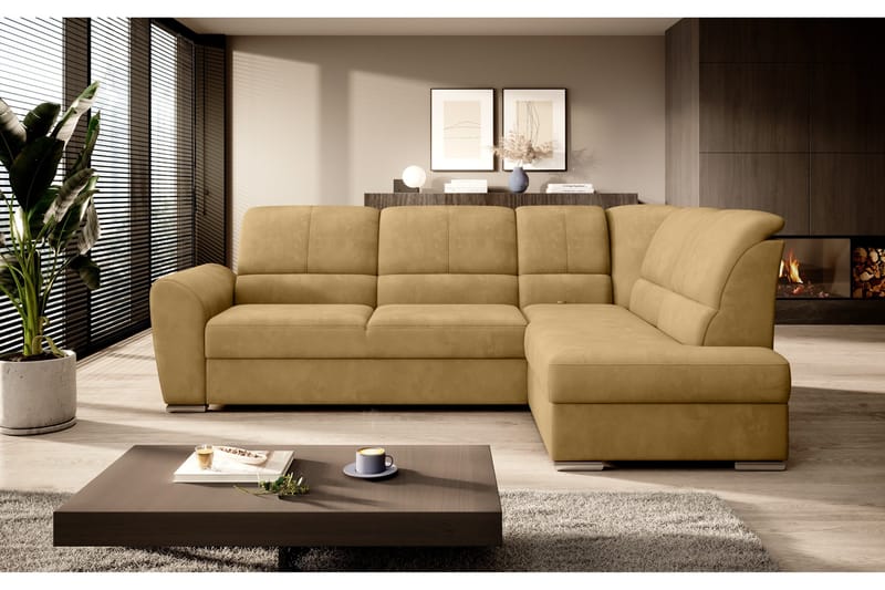 Sajmon Bäddsoffa m. Schäslong 3-sits - Gul - Möbler - Vardagsrum - Bäddsoffor