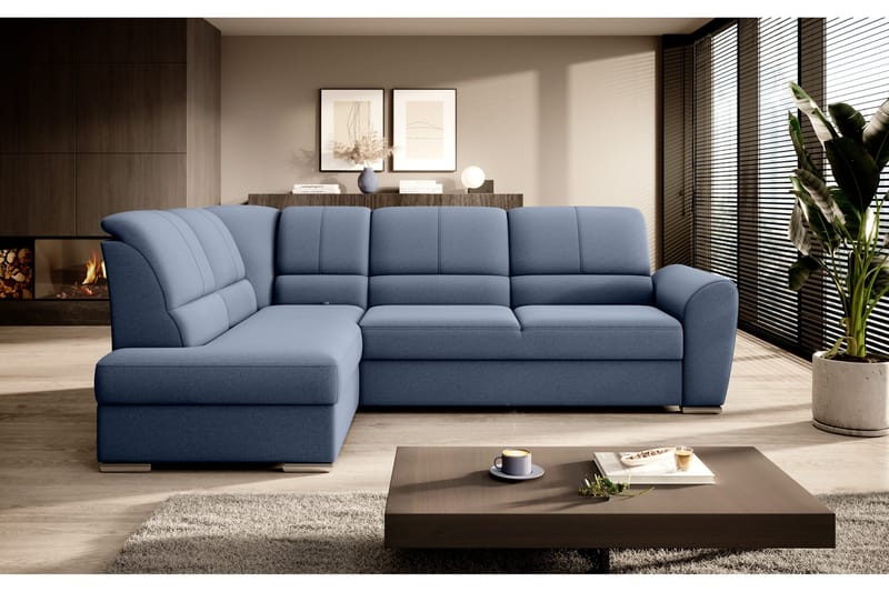 Sajmon Bäddsoffa m. Schäslong 3-sits - Mörkblå - Möbler - Vardagsrum - Bäddsoffor