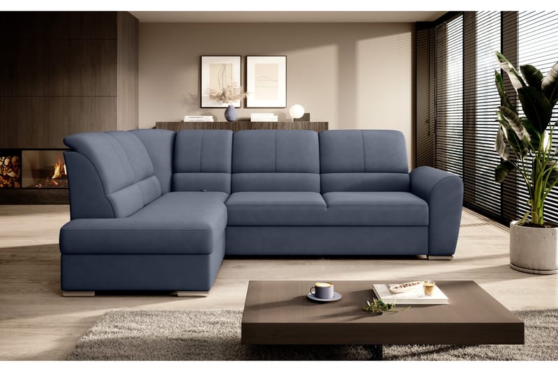 Sajmon Bäddsoffa m. Schäslong 3-sits - Mörkblå - Möbler - Vardagsrum - Bäddsoffor