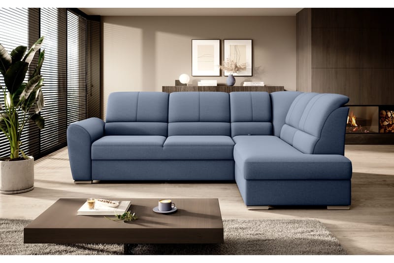 Sajmon Bäddsoffa m. Schäslong 3-sits - Mörkblå - Möbler - Vardagsrum - Bäddsoffor