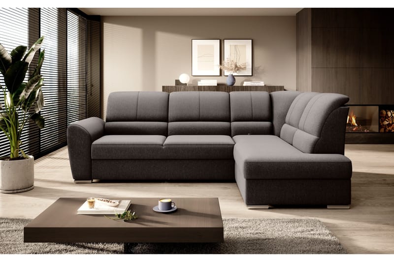 Sajmon Bäddsoffa m. Schäslong 3-sits - Mörkbrun - Möbler - Vardagsrum - Bäddsoffor