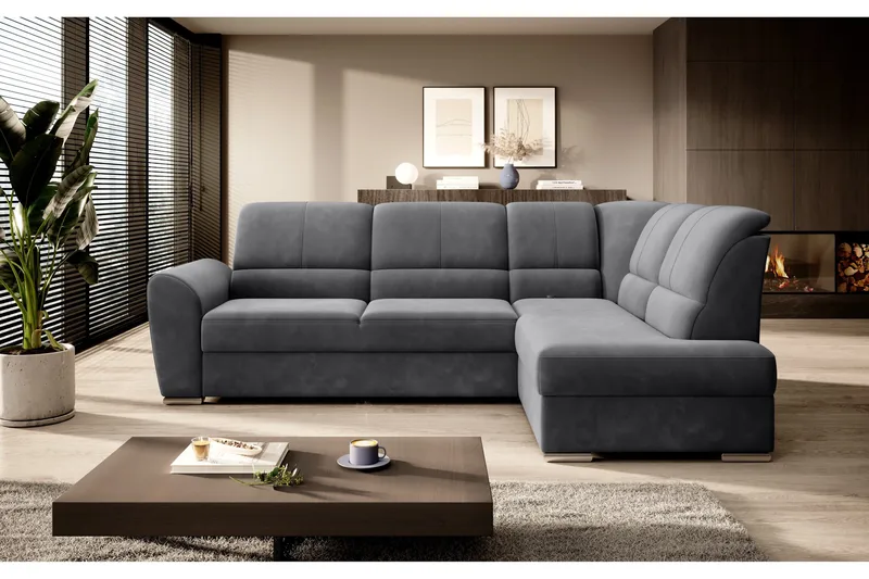 Sajmon Bäddsoffa m. Schäslong 3-sits - Mörkgrå - Möbler - Vardagsrum - Bäddsoffor