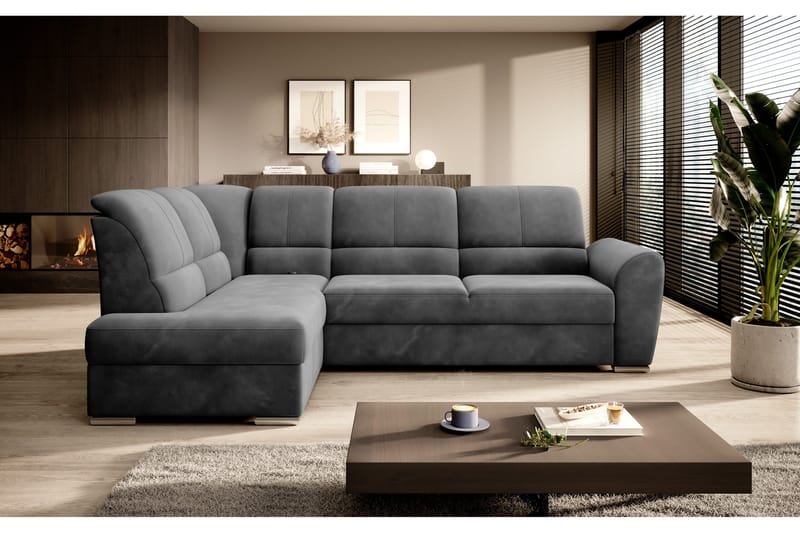 Sajmon Bäddsoffa m. Schäslong 3-sits - Mörkgrå - Möbler - Vardagsrum - Bäddsoffor