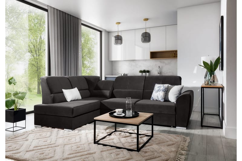 Sajmon Bäddsoffa m. Schäslong 3-sits - Mörkgrå - Möbler - Vardagsrum - Bäddsoffor