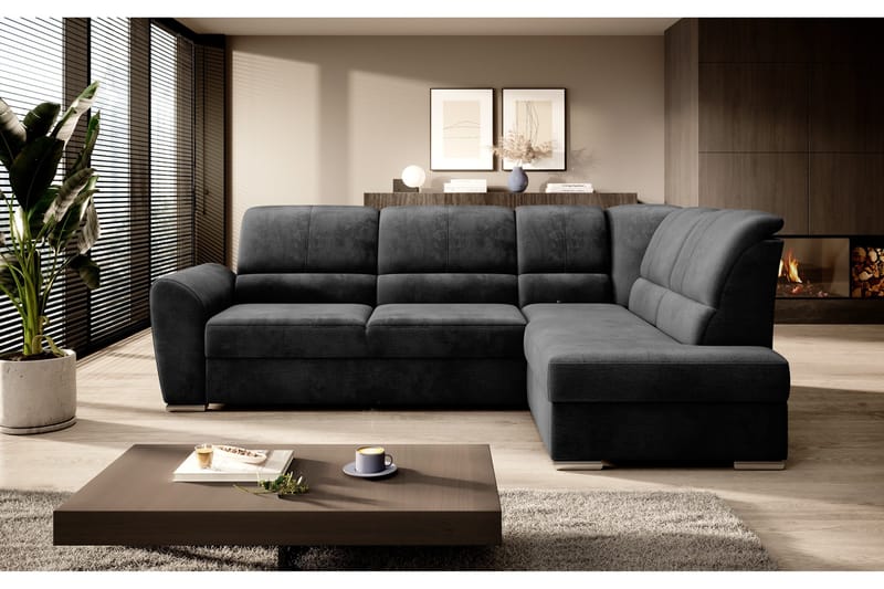 Sajmon Bäddsoffa m. Schäslong 3-sits - Mörkgrå - Möbler - Vardagsrum - Bäddsoffor