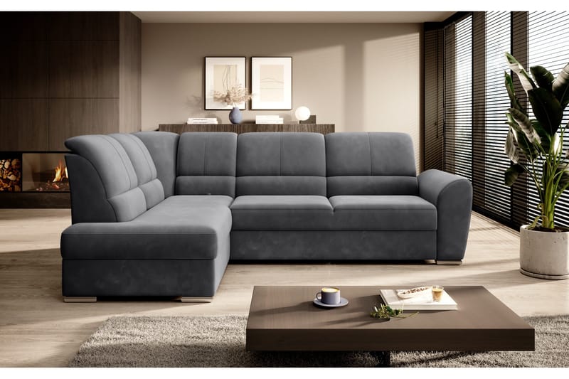 Sajmon Bäddsoffa m. Schäslong 3-sits - Mörkgrå - Möbler - Vardagsrum - Bäddsoffor