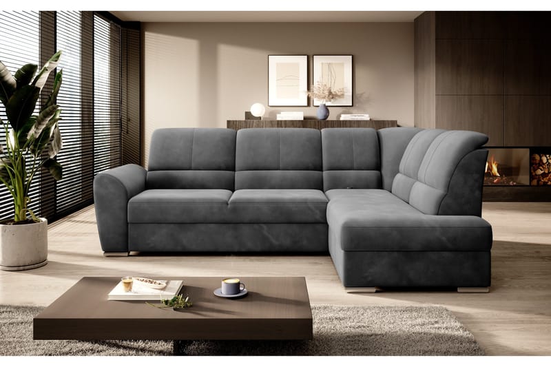Sajmon Bäddsoffa m. Schäslong 3-sits - Mörkgrå - Möbler - Vardagsrum - Bäddsoffor