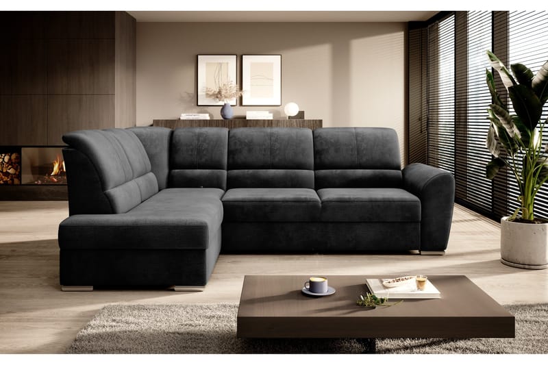 Sajmon Bäddsoffa m. Schäslong 3-sits - Mörkgrå - Möbler - Vardagsrum - Bäddsoffor