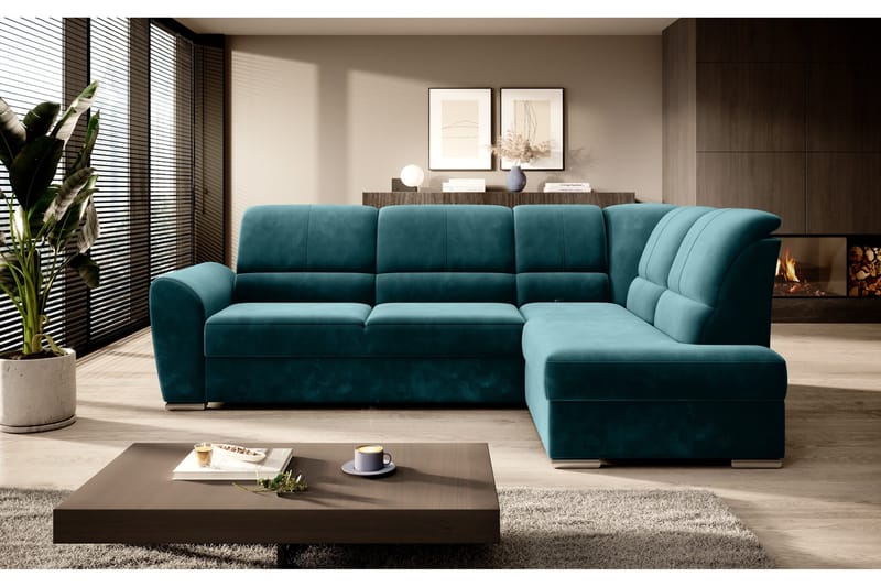 Sajmon Bäddsoffa m. Schäslong 3-sits, Mörkgrön