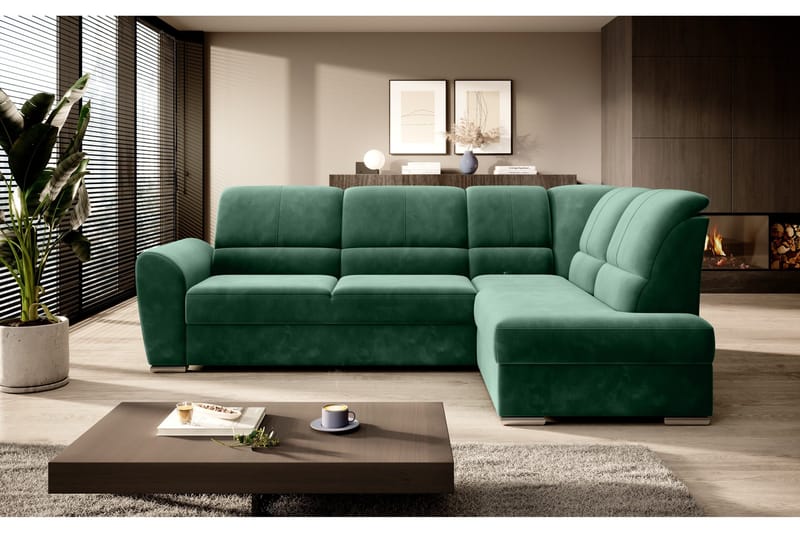 Sajmon Bäddsoffa m. Schäslong 3-sits - Mörkgrön - Möbler - Vardagsrum - Bäddsoffor