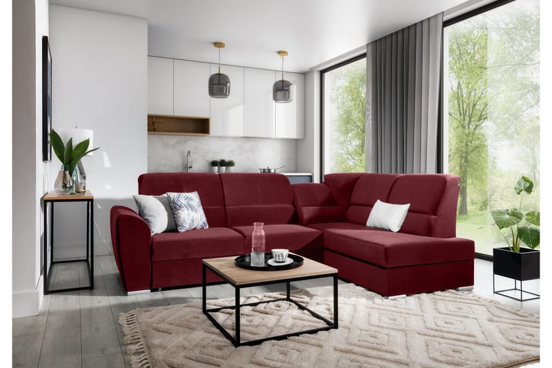 Sajmon Bäddsoffa m. Schäslong 3-sits - Mörklila - Möbler - Vardagsrum - Bäddsoffor