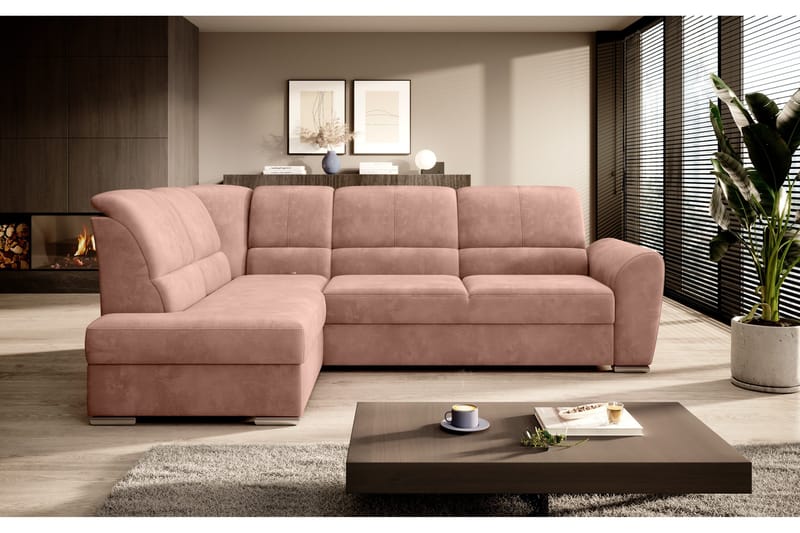 Sajmon Bäddsoffa m. Schäslong 3-sits - Rosa - Möbler - Vardagsrum - Bäddsoffor