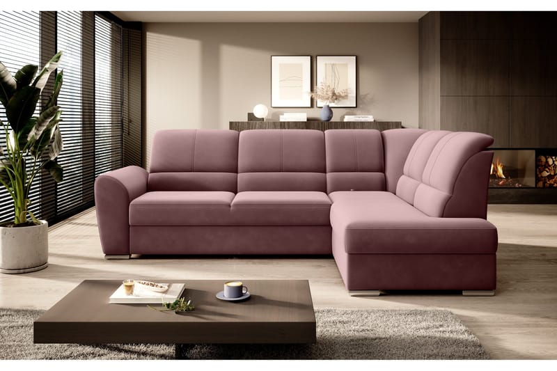 Sajmon Bäddsoffa m. Schäslong 3-sits - Rosa - Möbler - Vardagsrum - Bäddsoffor