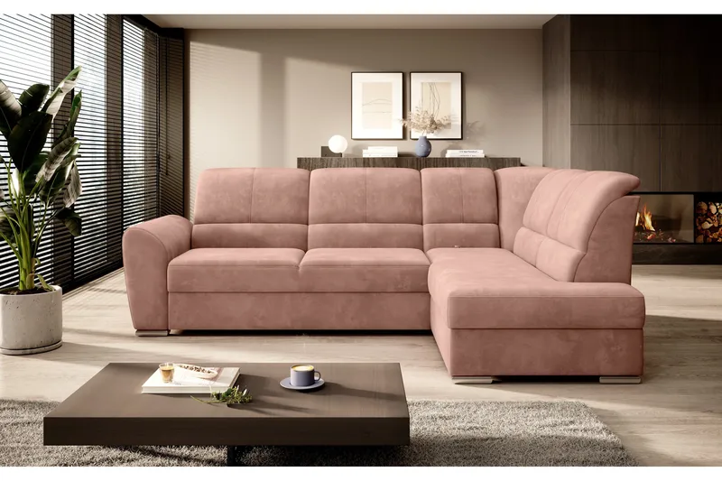 Sajmon Bäddsoffa m. Schäslong 3-sits - Rosa - Möbler - Vardagsrum - Bäddsoffor