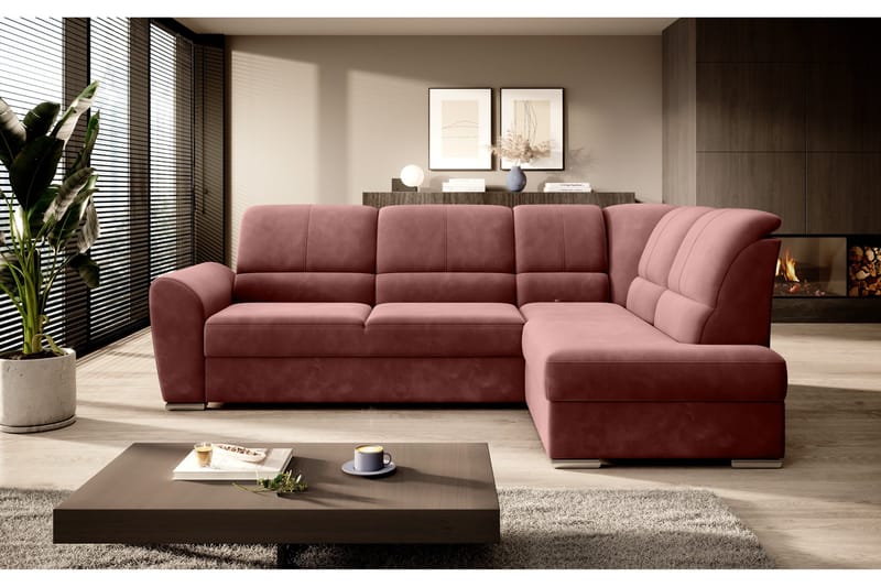 Sajmon Bäddsoffa m. Schäslong 3-sits - Rosa - Möbler - Vardagsrum - Bäddsoffor