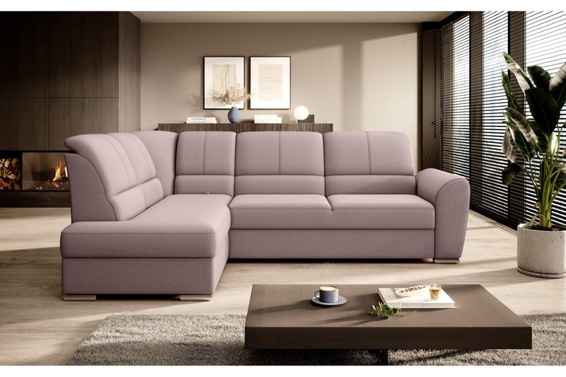 Sajmon Bäddsoffa m. Schäslong 3-sits - Rosa - Möbler - Vardagsrum - Bäddsoffor