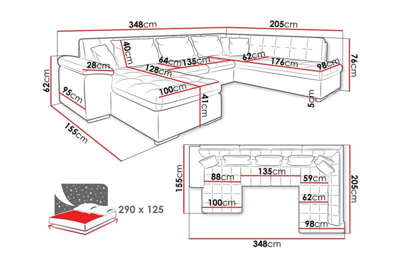 Sakri 5-sits Hörnbäddsoffa - Möbler - Vardagsrum - Bäddsoffor - U bäddsoffa