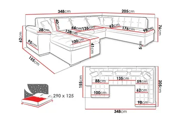 Sakri 5-sits Hörnbäddsoffa - Möbler - Vardagsrum - Bäddsoffor - U bäddsoffa