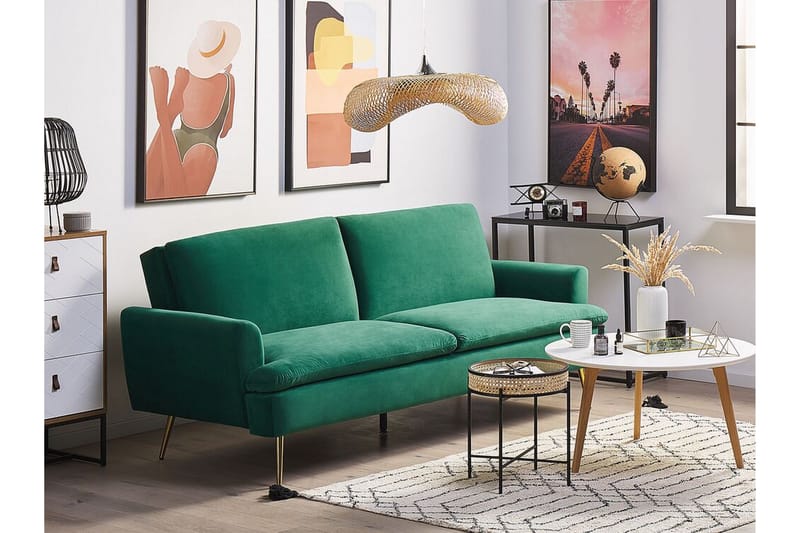 SAKSERUD 3-sits Bäddsoffa Sammet/Mörkgrön - Möbler - Vardagsrum - Bäddsoffor