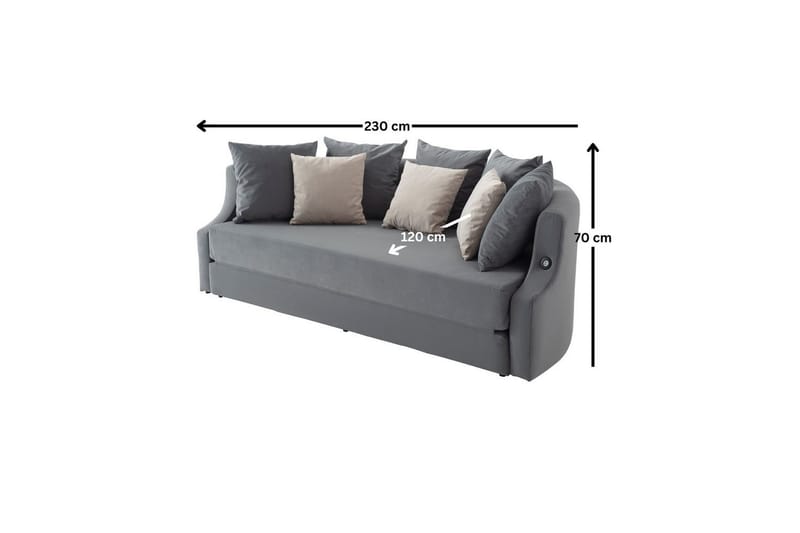 Salrican Bäddsoffa 3-sits - Grå - Möbler - Vardagsrum - Bäddsoffor