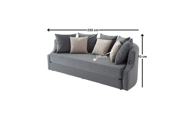 Salrican Bäddsoffa 3-sits - Grå - Möbler - Vardagsrum - Bäddsoffor