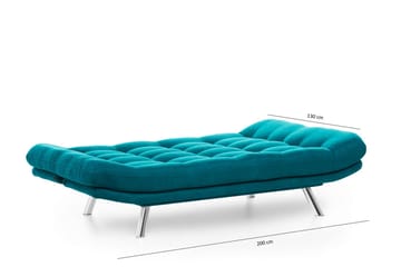 Sandee 3-sits Fällbar Längsbäddad Bäddsoffa 130x200 cm i Tyg - Petrolblå - Möbler - Vardagsrum - Bäddsoffor
