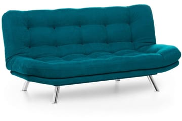 Sandee 3-sits Fällbar Längsbäddad Bäddsoffa 130x200 cm i Tyg - Petrolblå - Möbler - Vardagsrum - Bäddsoffor