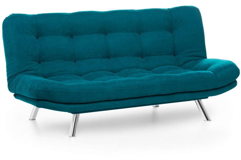 Sandee 3-sits Fällbar Längsbäddad Bäddsoffa 130x200 cm i Tyg - Petrolblå - Möbler - Vardagsrum - Bäddsoffor