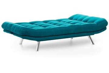Sandee 3-sits Fällbar Längsbäddad Bäddsoffa 130x200 cm i Tyg - Petrolblå - Möbler - Vardagsrum - Bäddsoffor