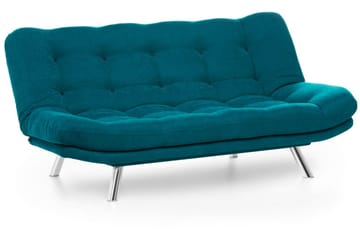 Sandee 3-sits Fällbar Längsbäddad Bäddsoffa 130x200 cm i Tyg - Petrolblå - Möbler - Vardagsrum - Bäddsoffor