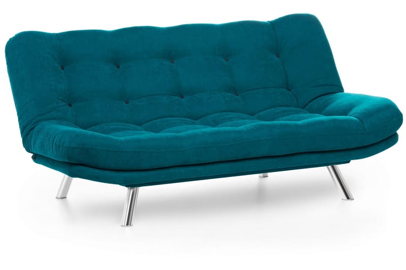 Sandee 3-sits Fällbar Längsbäddad Bäddsoffa 130x200 cm i Tyg - Petrolblå - Möbler - Vardagsrum - Bäddsoffor