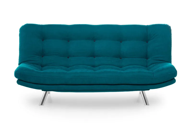 Sandee 3-sits Fällbar Längsbäddad Bäddsoffa 130x200 cm i Tyg, Petrolblå