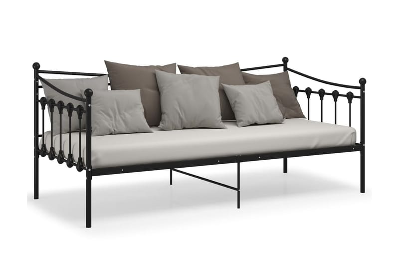 Sängram bäddsoffa svart metall 90x200 cm - Svart - Hörnbäddsoffa - Bäddsoffor