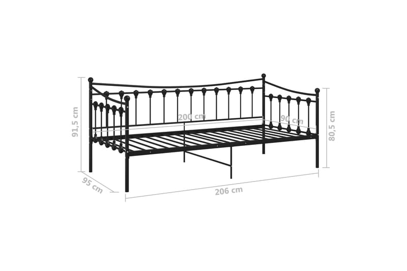 Sängram bäddsoffa svart metall 90x200 cm - Svart - Möbler - Vardagsrum - Bäddsoffor - Hörnbäddsoffa