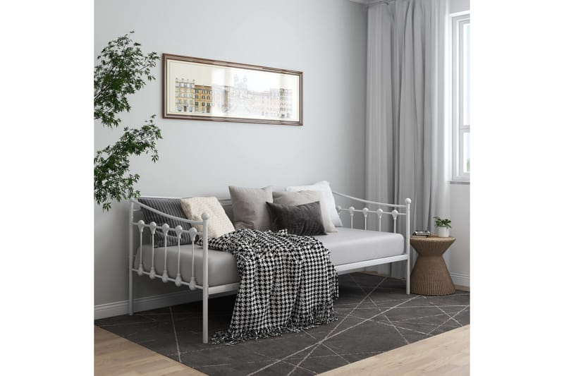 Sängram bäddsoffa vit metall 90x200 cm - Vit - Möbler - Vardagsrum - Bäddsoffor - Hörnbäddsoffa