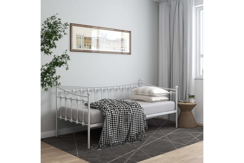 Sängram bäddsoffa vit metall 90x200 cm - Vit - Möbler - Vardagsrum - Bäddsoffor - Hörnbäddsoffa