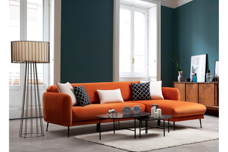 SANPSON Bäddsoffa med Divan Höger Orange - Möbler - Vardagsrum - Bäddsoffor