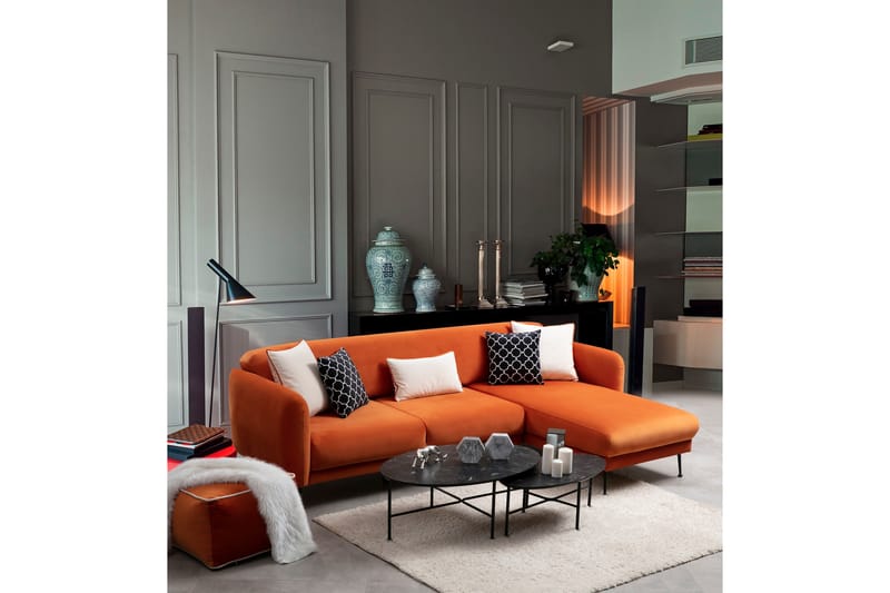 SANPSON Bäddsoffa med Divan Höger Orange - Möbler - Vardagsrum - Bäddsoffor