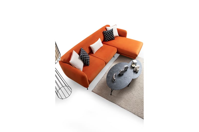 SANPSON Bäddsoffa med Divan Höger Orange - Möbler - Vardagsrum - Bäddsoffor