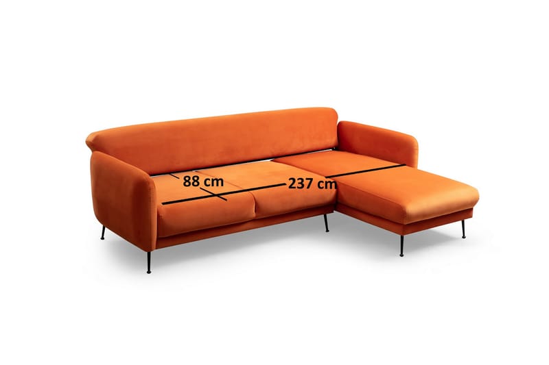 SANPSON Bäddsoffa med Divan Höger Orange - Möbler - Vardagsrum - Bäddsoffor