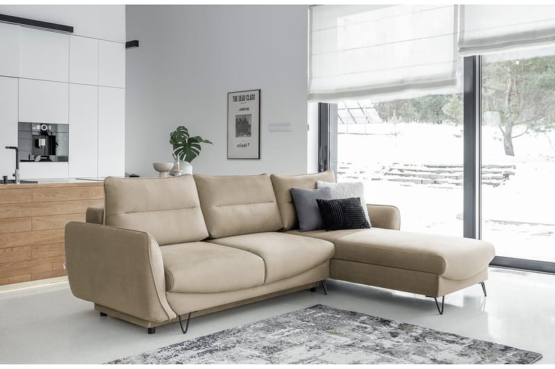 SAROSH Bäddsoffa m. Divan Förvaring Beige - Möbler - Vardagsrum - Bäddsoffor
