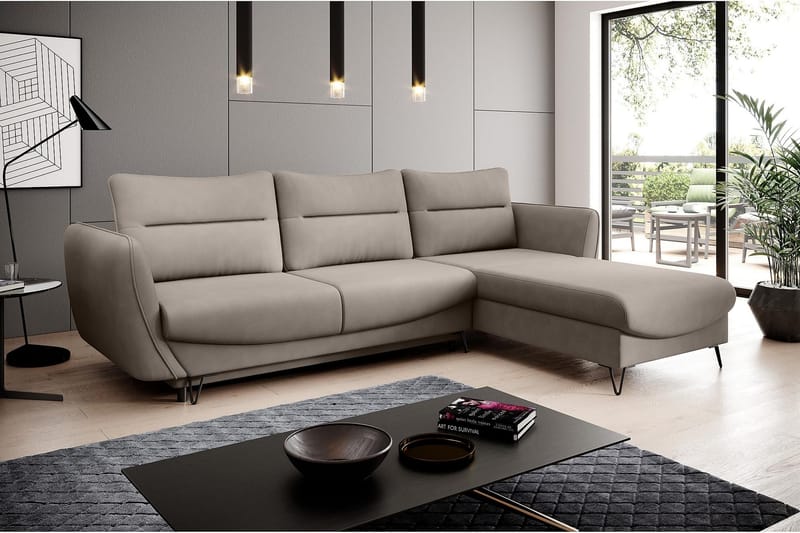SAROSH Bäddsoffa m. Divan Förvaring Beige - Möbler - Vardagsrum - Bäddsoffor