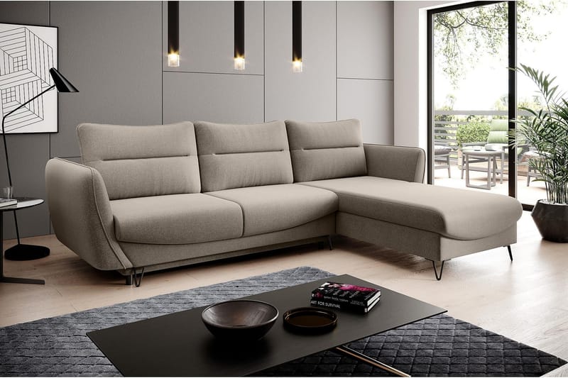 SAROSH Bäddsoffa m. Divan Förvaring Beige - Möbler - Vardagsrum - Bäddsoffor