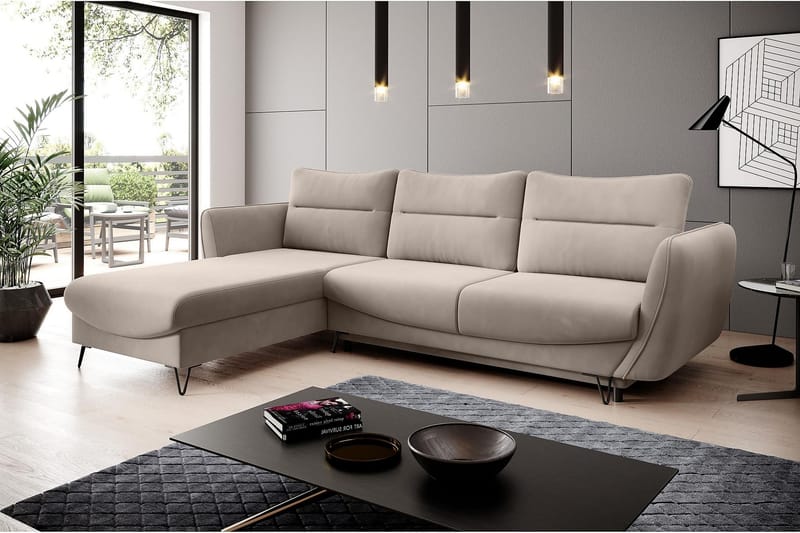 SAROSH Bäddsoffa m. Divan Förvaring Beige - Möbler - Vardagsrum - Bäddsoffor